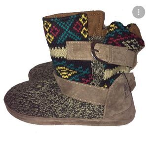 Original MukLuks!! Aztec Southwestern Tribal Slipper Booties, Large